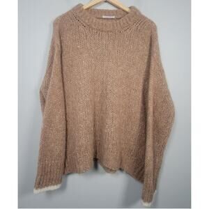 Hubert Gasser Womens M Alpaca Wool Blend Chunky Knit Pullover Italy Sweater Tan